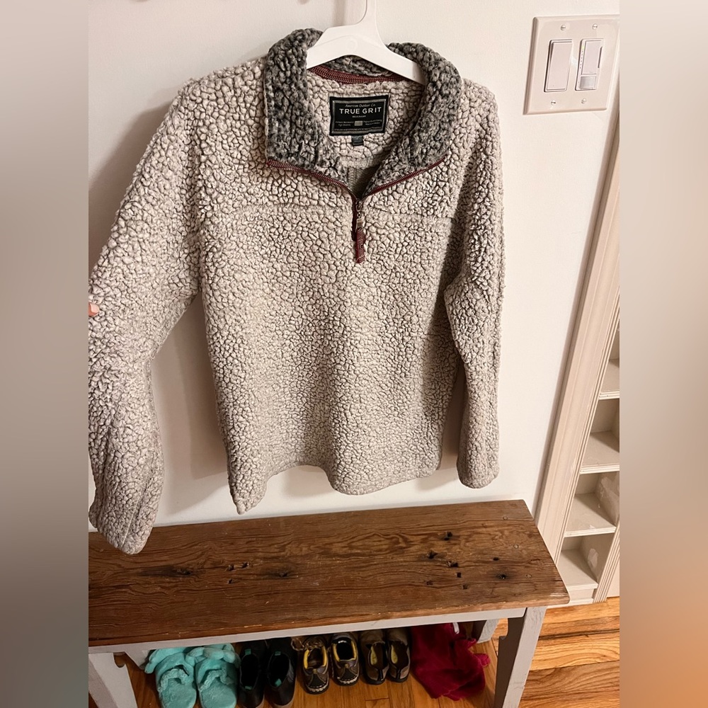 Mens true grit pulllover sweater with quarter zip size medium